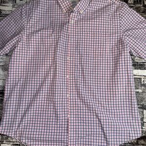 Croft & Barrow Men's Casual Pink and Blue Plaid Shirt